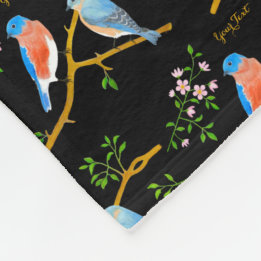 Blauwe vogels Zwarte kleine fleece deken
