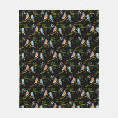Blauwe vogels Zwarte middelzware fleece deken (Voorkant)
