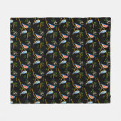 Blauwe vogels Zwarte middelzware fleece deken (Voorkant (Horizontaal))