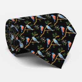 Blauwe vogels Zwarte stropdas