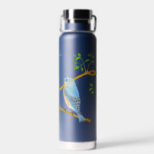 Blauwe vogels Zwarte Thor Waterfles (Achterkant)