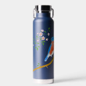 Blauwe vogels Zwarte Thor Waterfles (Voorkant)