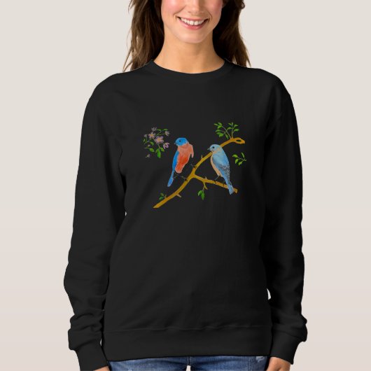 Blauwe vogels Zwarte trui (Voorkant)