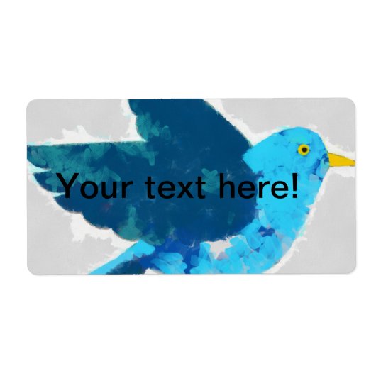 Blauwe vogelschilder etiket (Voorkant)