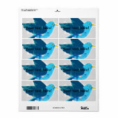 Blauwe vogelschilder etiket (Full Sheet)