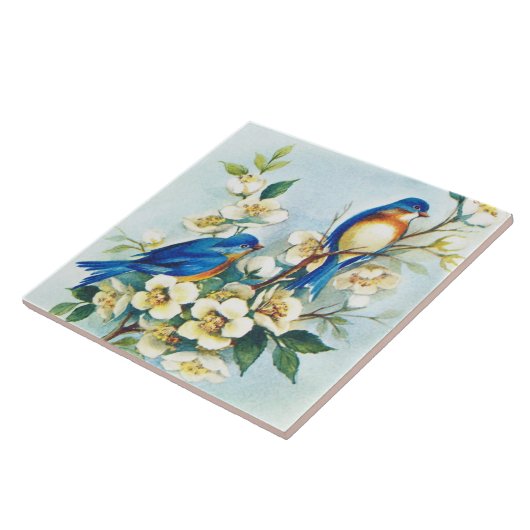 Blauwe vogeltegel tegeltje (Zijkant)