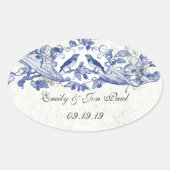  blauwe vogeltrekkers ovale sticker (Voorkant)