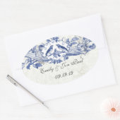  blauwe vogeltrekkers ovale sticker (Envelop)