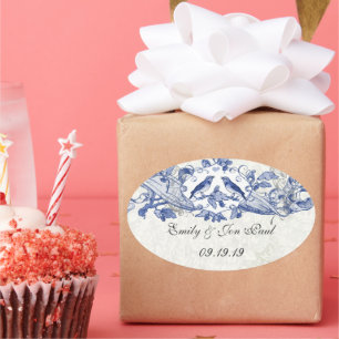  blauwe vogeltrekkers ovale sticker