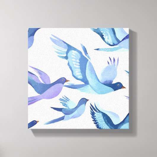 Blauwe Vogelvlucht | Moderne Aquarel Schildering Canvas Afdruk (Voorkant)