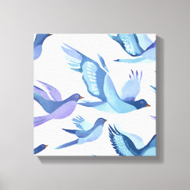 Blauwe Vogelvlucht | Moderne Aquarel Schildering Canvas Afdruk