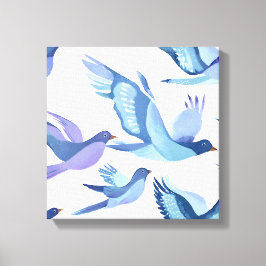 Blauwe Vogelvlucht | Moderne Aquarel Schildering Canvas Afdruk
