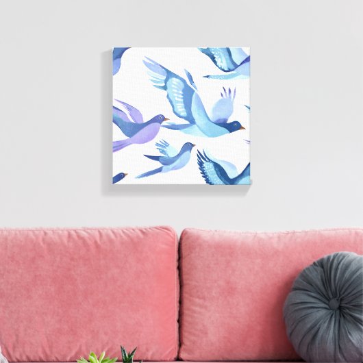blauwe-vogelvlucht | Moderne Waterverf schilderkun Canvas Afdruk (Insitu (Woonkamer))