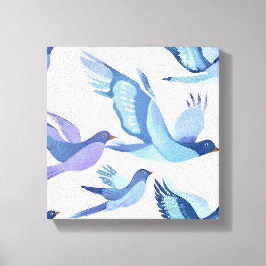 blauwe-vogelvlucht | Moderne Waterverf schilderkun Canvas Afdruk (Voorkant)