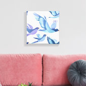 blauwe-vogelvlucht | Moderne Waterverf schilderkun Canvas Afdruk (Insitu (Woonkamer))