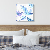 blauwe-vogelvlucht | Moderne Waterverf schilderkun Canvas Afdruk (Insitu (Slaapkamer))