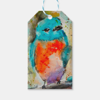 Blauwe vogelWaterverf Cadeaulabel