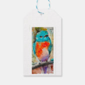 Blauwe vogelWaterverf Cadeaulabel (Achterkant)