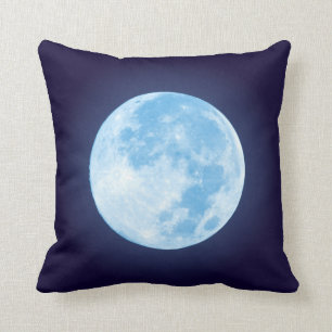 Blauwe volle maan kussen