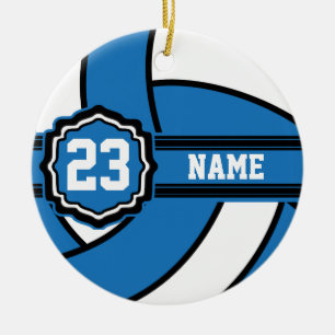 Blauwe volleybal  DIY-naam en -nummer Keramisch Ornament