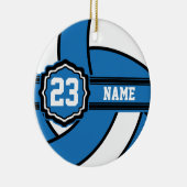 Blauwe volleybal | Naam en nummer DIY Keramisch Ornament (Rechts)