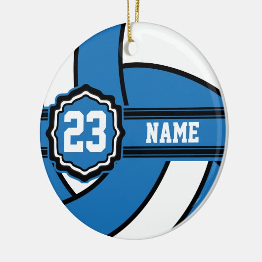 Blauwe volleybal | Naam en nummer DIY Keramisch Ornament (Links)