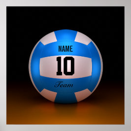 Blauwe volleybal poster