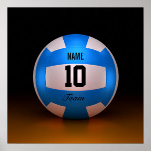 Blauwe volleybal poster
