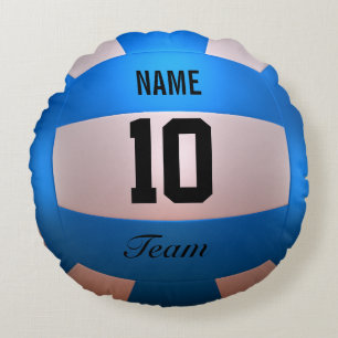 Blauwe volleybal rond kussen
