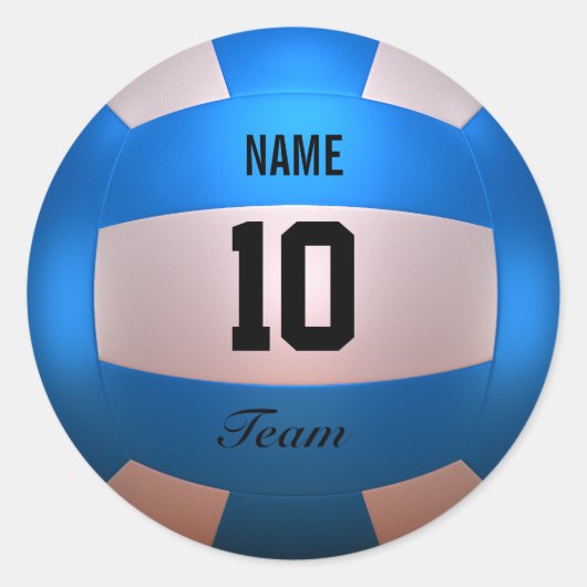 Blauwe volleybal ronde sticker (Voorkant)
