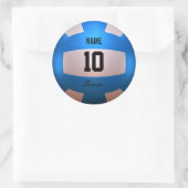 Blauwe volleybal ronde sticker (Tas)