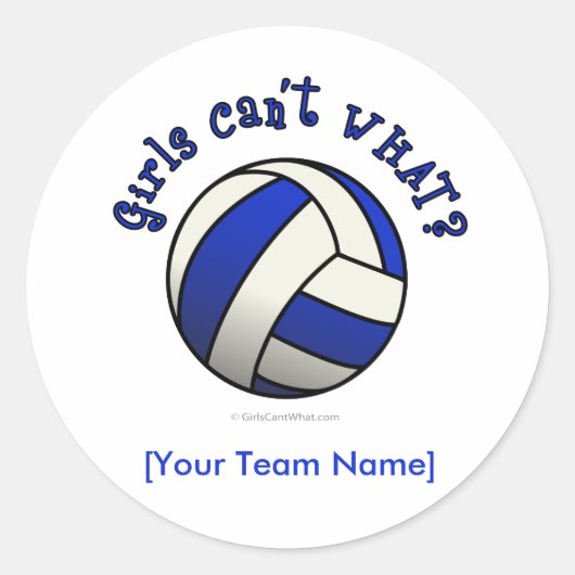 Blauwe volleybal ronde sticker (Voorkant)