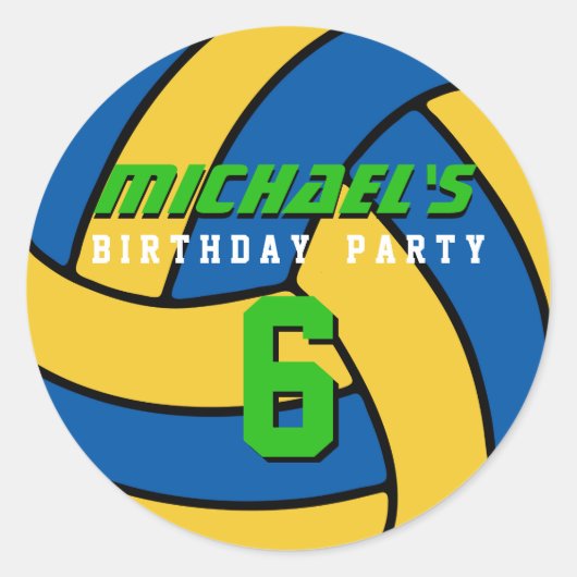 Blauwe volleybal Sticker Sport Kinderen Birthday P (Voorkant)