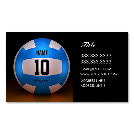 Blauwe volleybal visitekaartje magneet (Voorkant)
