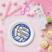 Blauwe Volleyball - Aangepast papier Papieren Bordje (Feest)