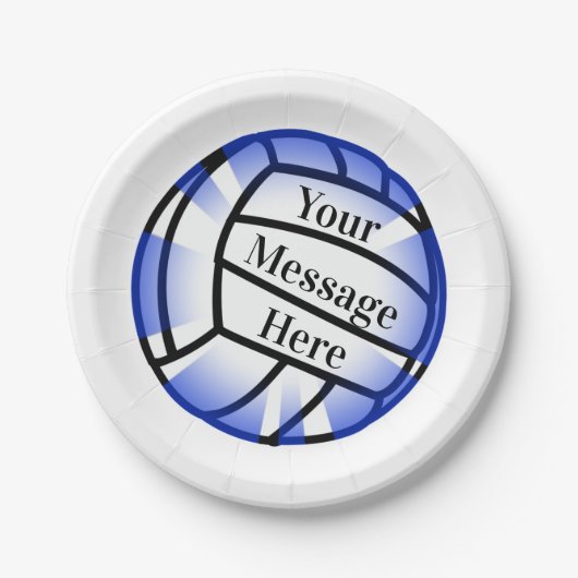 Blauwe Volleyball - Aangepast papier Papieren Bordje (Voorkant)