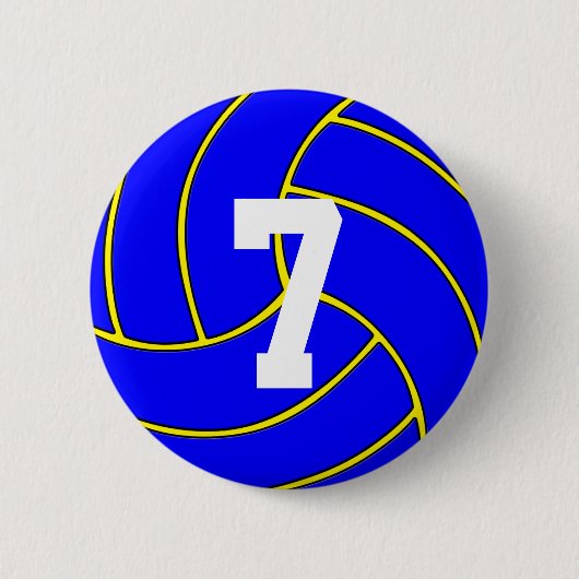 Blauwe Volleyball Aangepaste kleur en Jersey Numme Ronde Button 5,7 Cm (Voorkant)