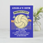 Blauwe Volleyball Birthday Party nodigt uit (Staand voorkant)