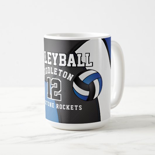 Blauwe Volleyball Sport Coffee Mok (Voorkant rechts)