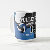 Blauwe Volleyball Sport Coffee Mok (Voorkant links)