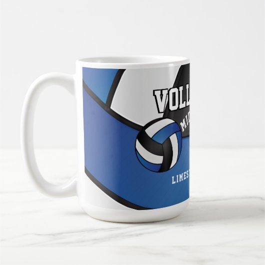 Blauwe Volleyball Sport Coffee Mok (Links)