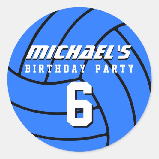 Blauwe Volleyball Sticker Sport kinderen Birthday (Voorkant)