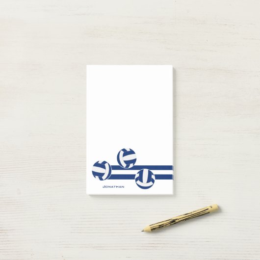 Blauwe volleyballen aangepaste atleet of coach naa post-it® notes (Op bureau)