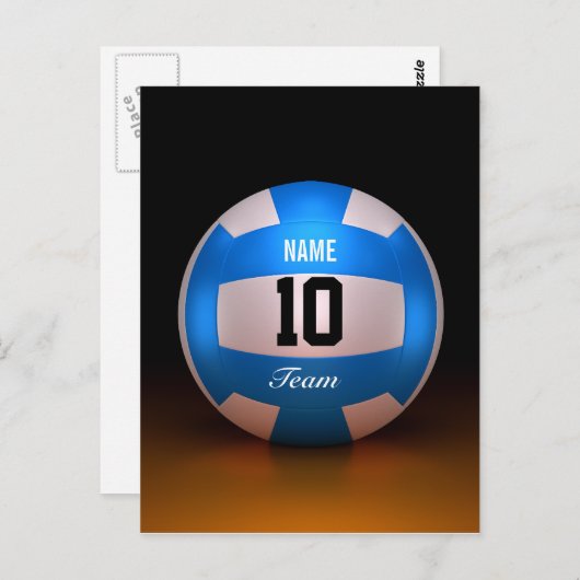 Blauwe volleybalsport briefkaart (Voorkant / Achterkant)