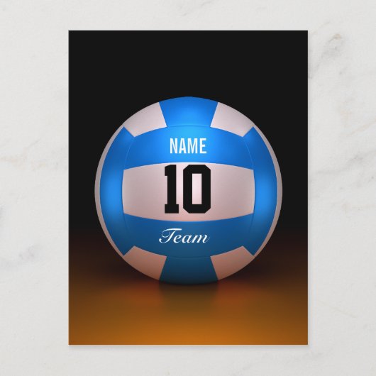 Blauwe volleybalsport briefkaart (Voorkant)