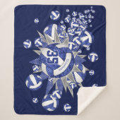 blauwe volleybalsterren meisjes sherpa deken (Voorkant)