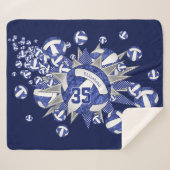 blauwe volleybalsterren meisjes sherpa deken (Voorkant (horizontaal))