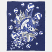 blauwe volleybalsterren meisjes sport aangepast fleece deken (Voorkant)