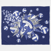 blauwe volleybalsterren meisjes sport aangepast fleece deken (Voorkant (Horizontaal))