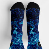 Blauwe vonken Abstract Bevroren bellen Monogram Sokken (Top)